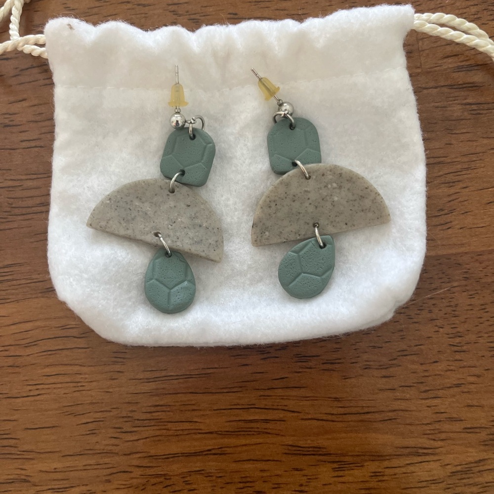 Beautiful teal and gray Geometric Earrings